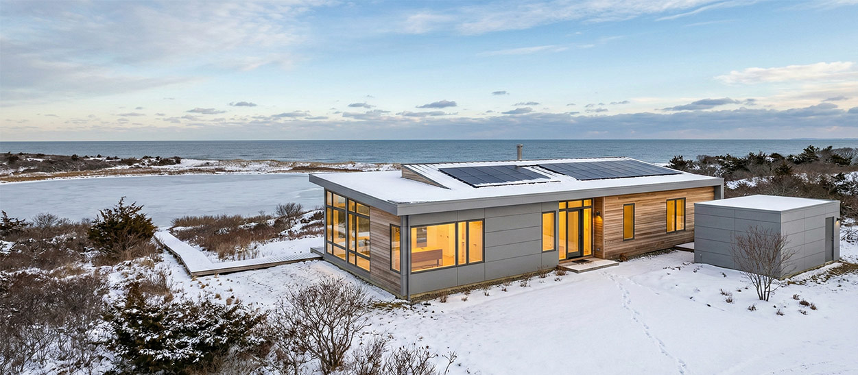 high efficiency home with solar panels and battery backup on Martha's Vineyard